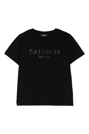 tshirt in cotone nero BALMAIN PARIS KIDS | BV8P01Z0057930NE